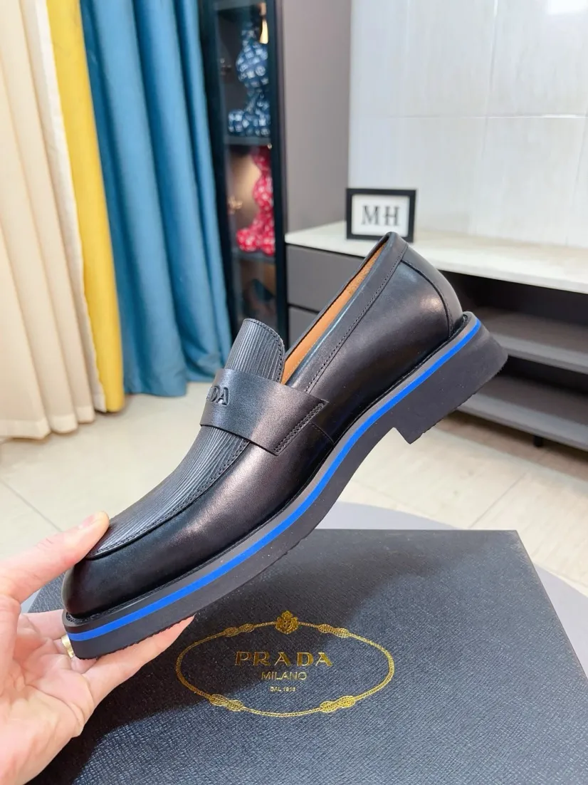 Men's shoes 💰540🌹🌹【PRADA Leather Shoes】Top purchasing agency Original imported Italian custom-made open-edge beaded cowhide leather surface, fully imported water-dyed breathable cowhide lining, original factory special molded sole super comfortable, size: 38-44